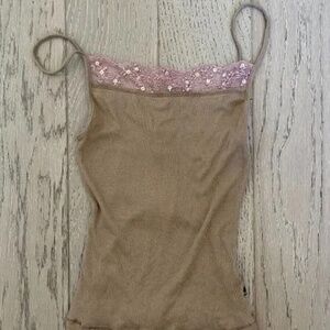 VINTAGE  Hollister cotton lace tank Cami Tank Top Strappy New rare